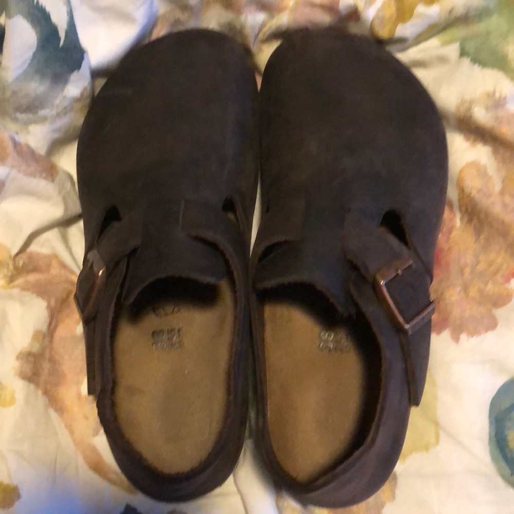 Brown leather Birkenstock London shoes Sz 38